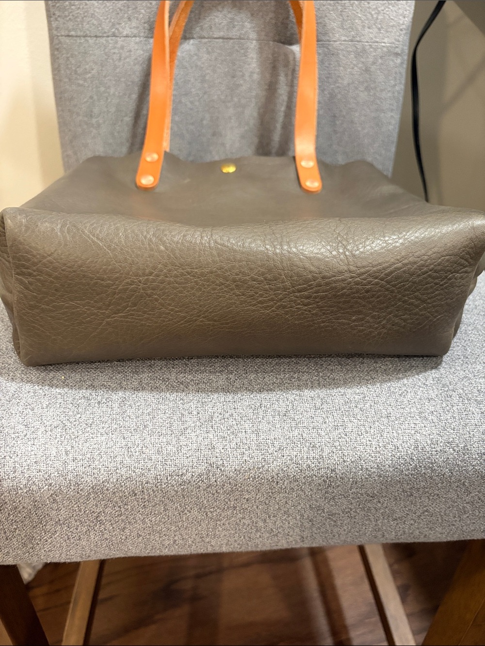 KMM&Co small tote shoulder straps gray leather tan strap - Picture 3 of 8